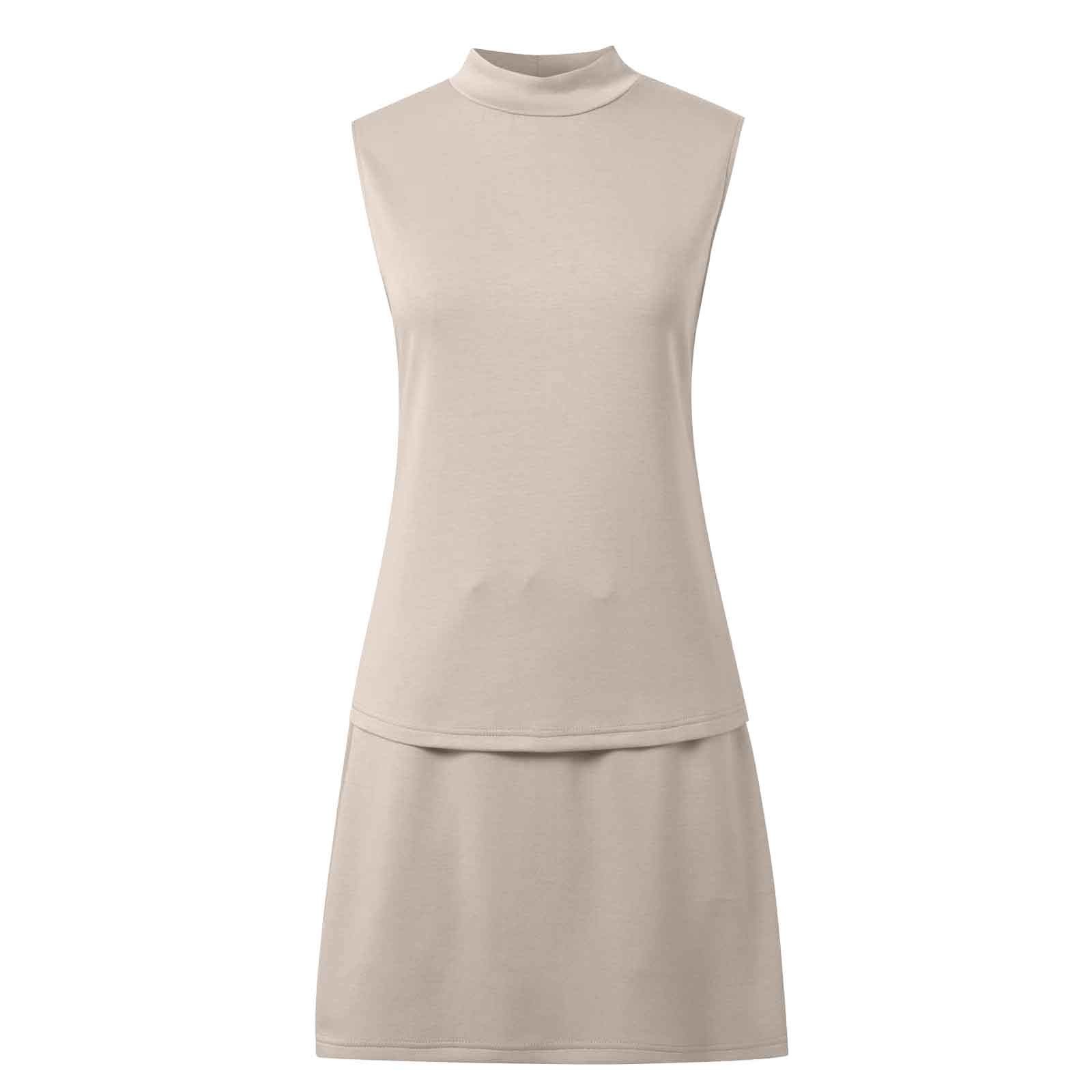 thumbnail image 4 of Conjunto de chaleco con cuello medio alto y falda de cintura alta para mujer: tejido transpirable, estilo versátil, 4 of 8